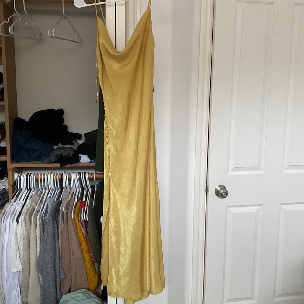Mustard yellow silk dress